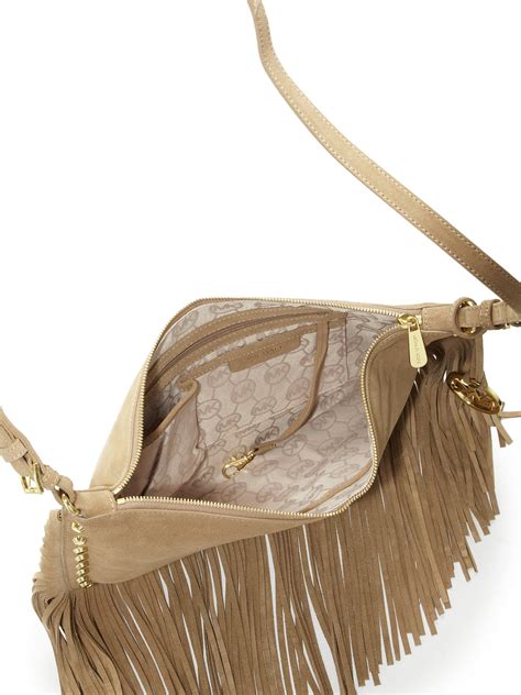 michael michael kors billy fringe suede small messenger bag|Michael Kors “Billy” suede messenger bag w/ fringe .